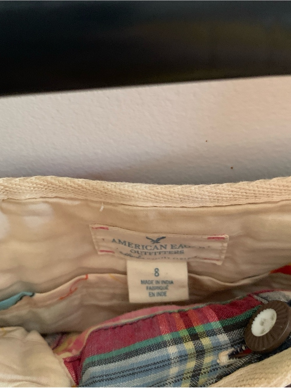 American Eagle Outfitters Plaid Mini Skirt in Red, Blue, Yellow Patchwork 8 - Picture 5 of 10